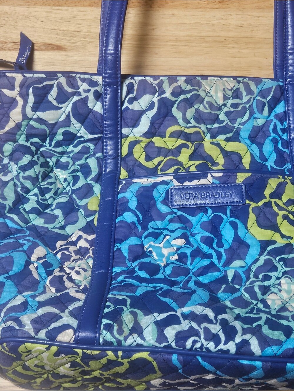Vera Bradley Navy Blue & Teal Floral Quilted Tote